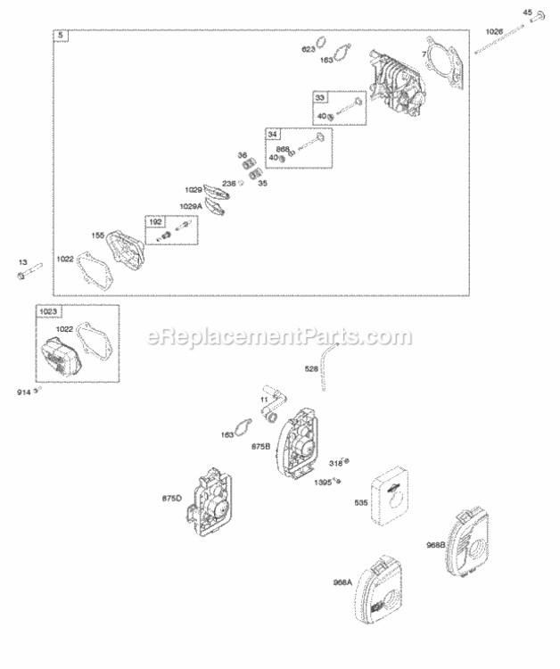 Air_Cleaner_Cylinder_Head_Gasket_Set Diagram and Parts List for 09P602-0063-F1  Briggs and Stratton Engine